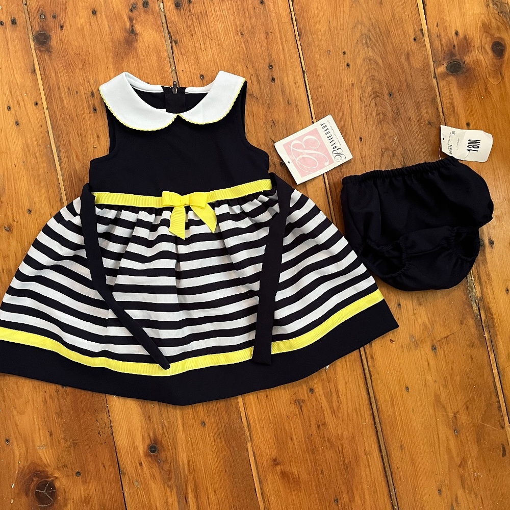 Bonnie Baby Navy Stripe Toddler Dress